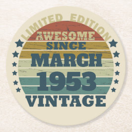 Posavasos Redondo De Papel Personalizado setenta años de 70 años