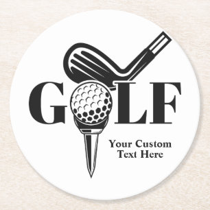 Posavasos Redondo De Papel Personalizado Text Golf