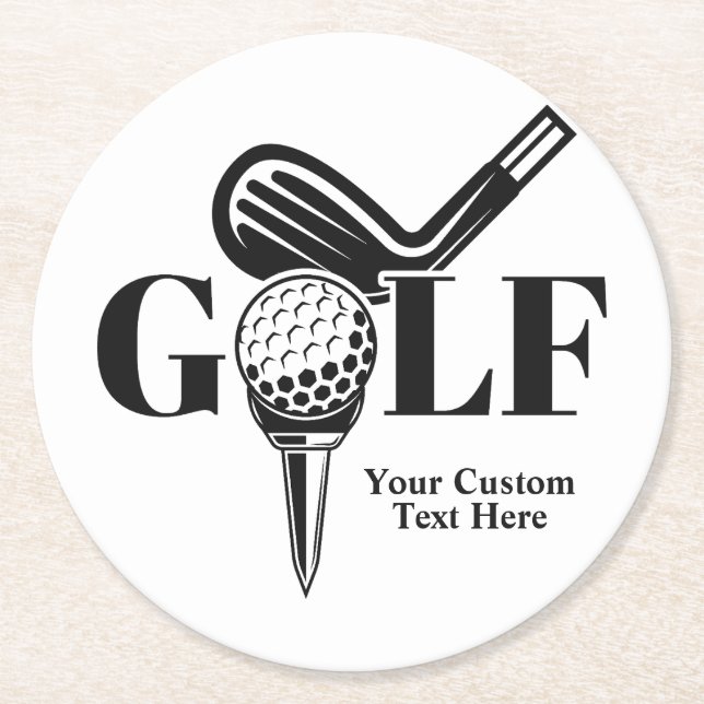 Posavasos Redondo De Papel Personalizado Text Golf (Anverso)