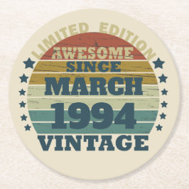 Posavasos Redondo De Papel Personalizado Treinta fiesta de 30 años