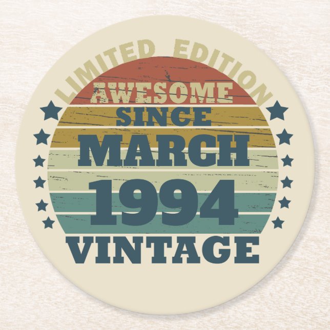 Posavasos Redondo De Papel Personalizado Treinta fiesta de 30 años (Anverso)