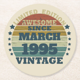 Posavasos Redondo De Papel Personalizado Treinta fiesta de 30 años