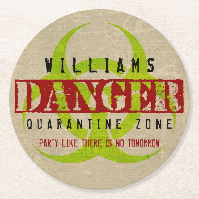 Posavasos Redondo De Papel Personalizados del partido Zombie Biohazard Hallow (Anverso)