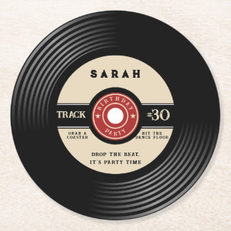 Posavasos Redondo De Papel Personalized Vinyl Record Birthday Paper Coasters