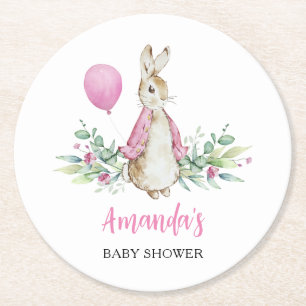 Posavasos Redondo De Papel Peter Rabbit Baby Shower