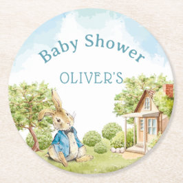 Posavasos Redondo De Papel Peter Rabbit Boy Baby Shower