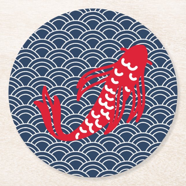 Posavasos Redondo De Papel Pez Koi Rojo (Anverso)