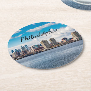 Posavasos Redondo De Papel Philadelphia Skyline