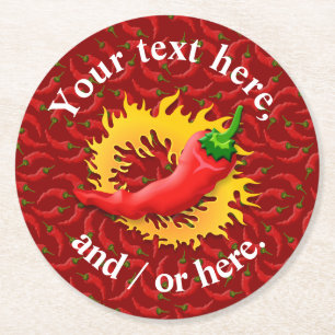 Posavasos Redondo De Papel Pimienta con llama