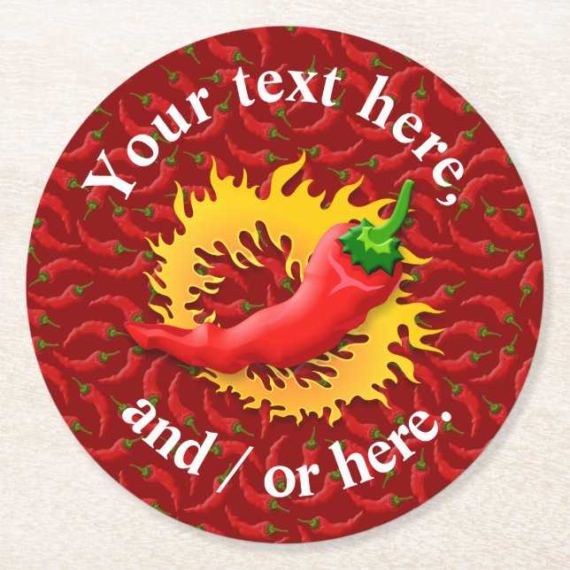 Posavasos Redondo De Papel Pimienta con llama (Anverso)