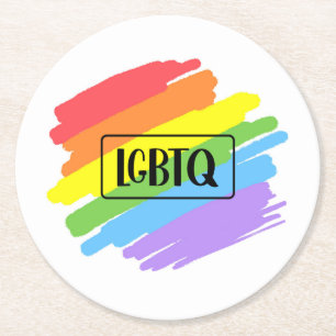 Posavasos Redondo De Papel Pinceles LGBTQ arcoiris