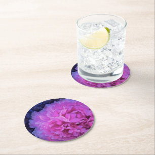 Posavasos Redondo De Papel Pink Lush Peony Flower