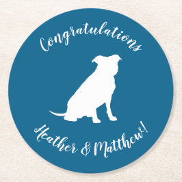 Posavasos Redondo De Papel Pit Bull Baby Shower Dog Pitbull Blue Boy