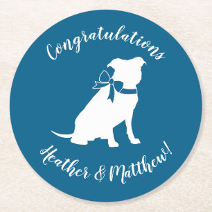 Posavasos Redondo De Papel Pit Bull Baby Shower Pitbull Dog Blue Boy