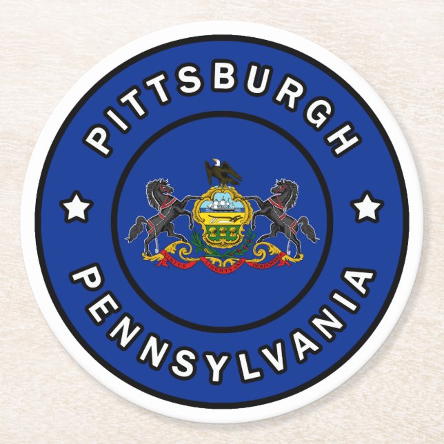 Posavasos Redondo De Papel Pittsburgh Pennsylvania (Anverso)