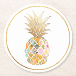 Posavasos Redondo De Papel PixDezines Aloha Pineapples/fondo DIY