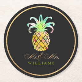 Posavasos Redondo De Papel PixDezines Faux Gold/Piñas