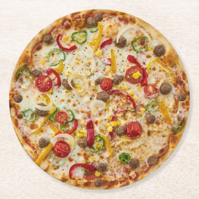 Posavasos Redondo De Papel Pizza (Anverso)