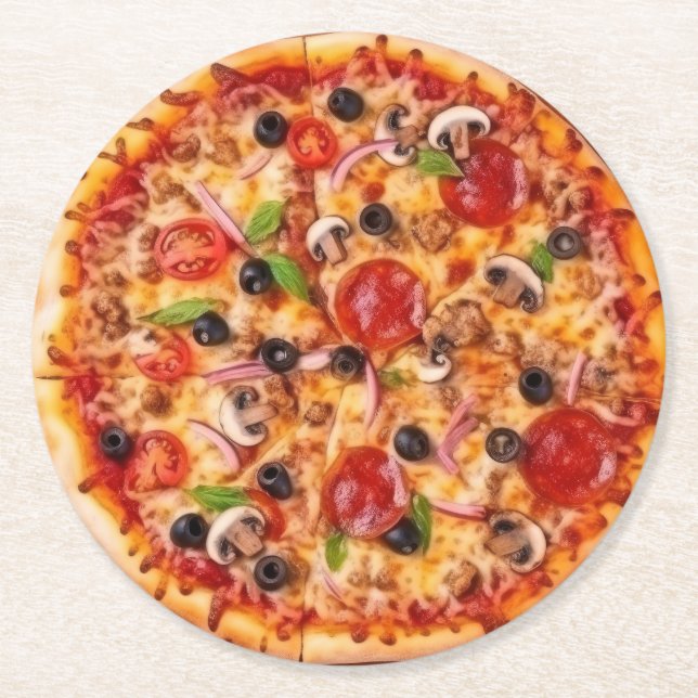 Posavasos Redondo De Papel Pizza (Anverso)