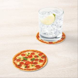 Posavasos Redondo De Papel Pizza Pepperoni Realista