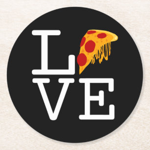 Posavasos Redondo De Papel Pizza Slice Love