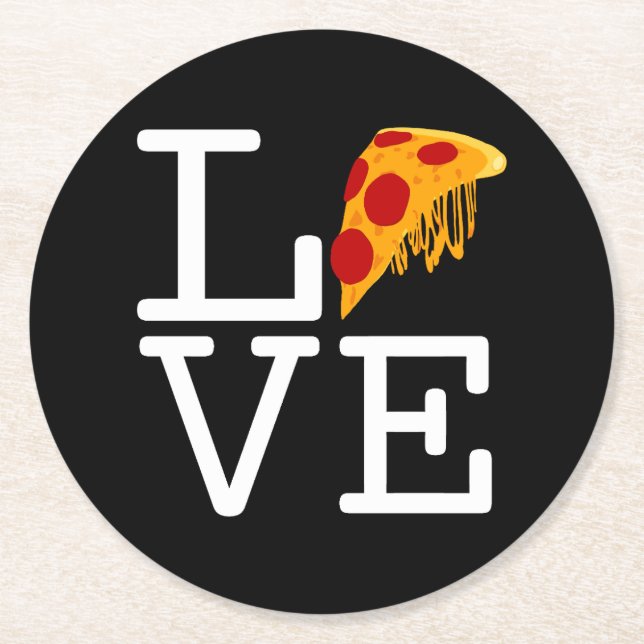 Posavasos Redondo De Papel Pizza Slice Love (Anverso)