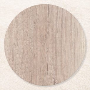 Posavasos Redondo De Papel Placa de madera marrón se ve plantilla elegante e