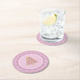 Posavasos Redondo De Papel Placa de papel rosa Joyoux Noel