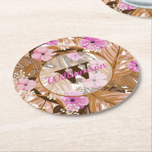 Posavasos Redondo De Papel Plantas tropicales