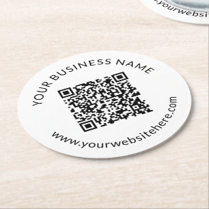 Posavasos Redondo De Papel Plantilla de código QR cargada con texto editable