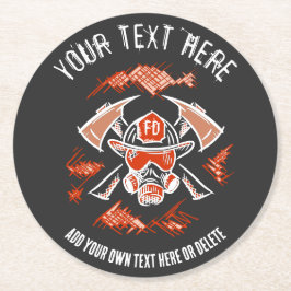 Posavasos Redondo De Papel Plantilla de regalo de bomberos/bomberos.