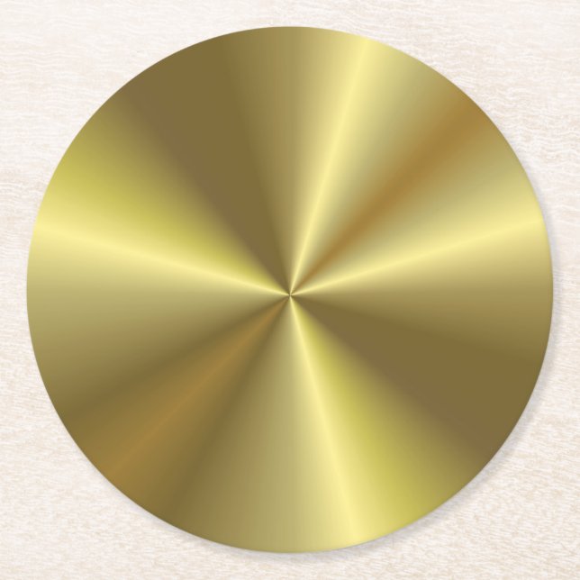 Posavasos Redondo De Papel Plantilla en blanco Faux Gold Metallic Look Elegan (Anverso)