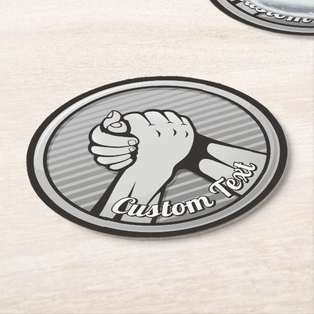 Posavasos Redondo De Papel Plata de lucha de brazos (En perspectiva)