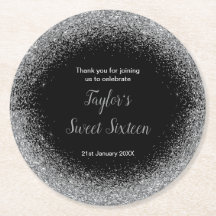 Plata Vestido Faux Purpurina Dulce 16 Cumpleaños