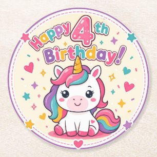 Posavasos Redondo De Papel Plato de papel mágico para el 4º cumpleaños del Un