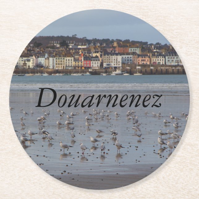 Posavasos Redondo De Papel Playa de Ris en Douarnenez (Anverso)