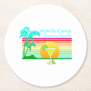 Posavasos Redondo De Papel Playa retra Punta Cana Margarita