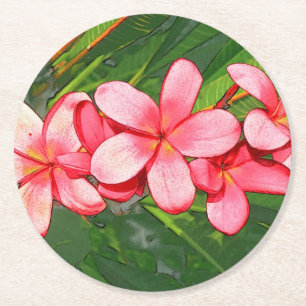 Posavasos Redondo De Papel Plumerias