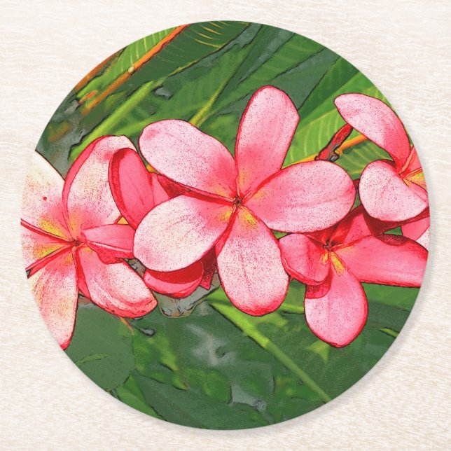 Posavasos Redondo De Papel Plumerias (Anverso)