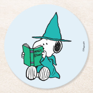 Posavasos Redondo De Papel Pociones mágicas de Snoopy de Peanuts Halloween