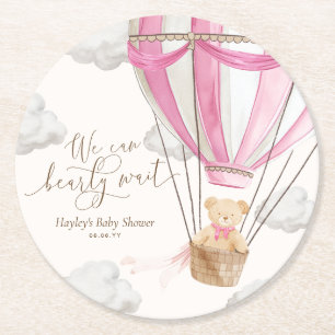 Posavasos Redondo De Papel Podemos Esperar A La Baby Shower De Teddy Bear Ros