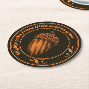 Posavasos Redondo De Papel Poderosos robles de pequeñas bellotas