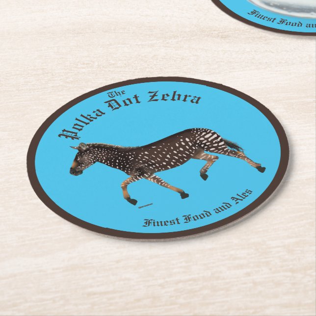 Posavasos Redondo De Papel Polka Dot Zebra English Pub (En perspectiva)