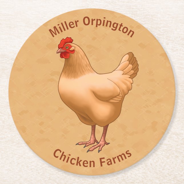 Posavasos Redondo De Papel Pollo Buff Orpington Hen (Anverso)