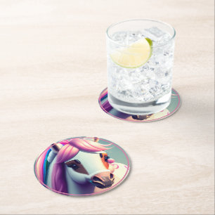Posavasos Redondo De Papel Pony Espiritual Cuto 3D 2