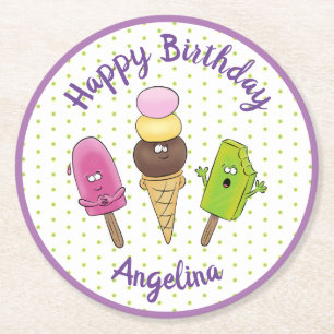 Posavasos Redondo De Papel Popsiques divertidos y ilustracion de personalizad