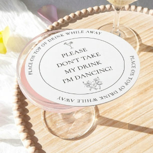 Posavasos Redondo De Papel Por favor no tomes mi bebida, estoy bailando Boda 