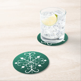 Posavasos Redondo De Papel Posavasos Copo de Nieve Verde
