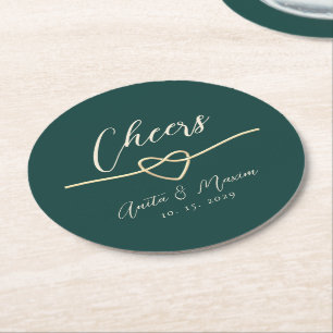 Posavasos Redondo De Papel Posavasos de Bebida para Boda Cheers