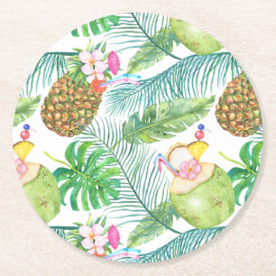Posavasos Redondo De Papel Posavasos de Bebidas de Frutas Tropicales